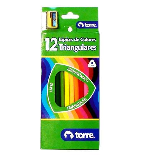 Lápices Colores Largo Triangular 12 Un